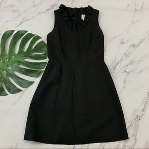 Kate Spade black sleeveless ruffle trim silk blend sheath dress